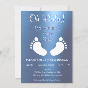 Modern Boy Oh Baby Shower Baby Feet Invitation
