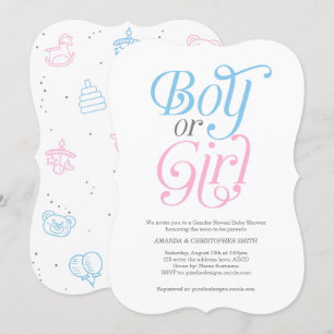 Modern, Boy or Girl, Gender Reveal, Pink and BLue Invitation