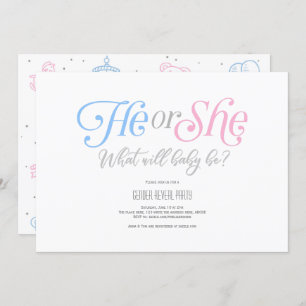 Modern, Boy or Girl, He or She, Gender Reveal Invitation