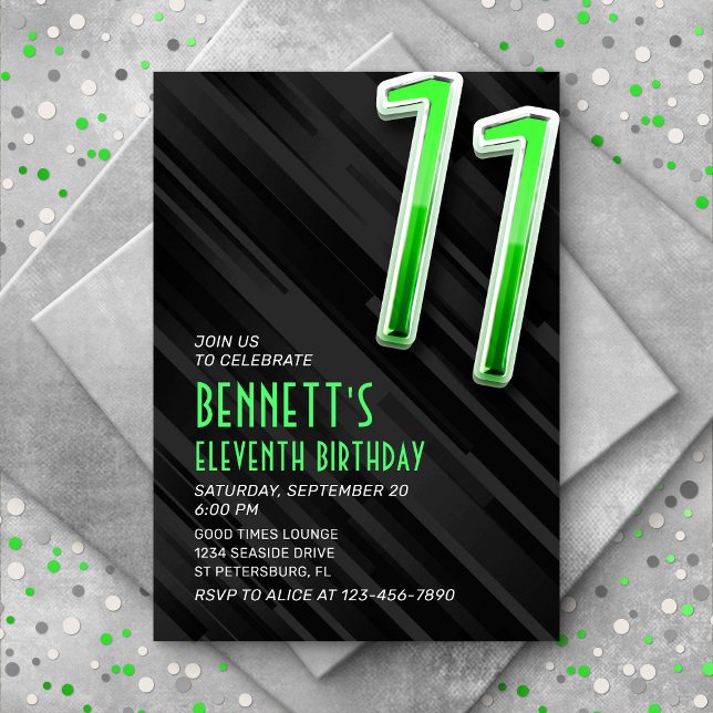 Modern Boys' 11th Birthday Invitation (Creator Uploaded)