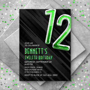 Modern Boys' 12th Birthday Invitation