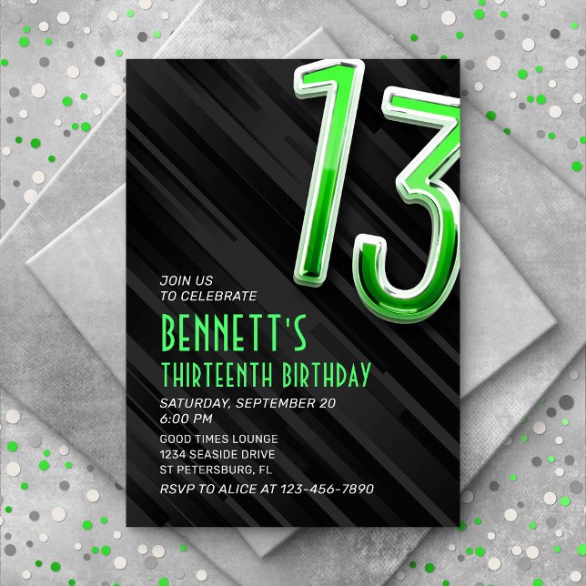 Modern Boys' 13th Birthday Invitation (Creator Uploaded)