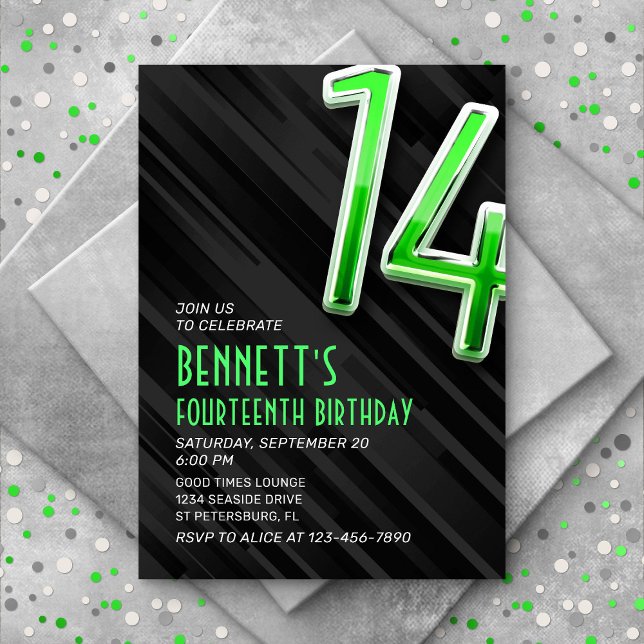 Modern Boys' 14th Birthday Invitation (Creator Uploaded)