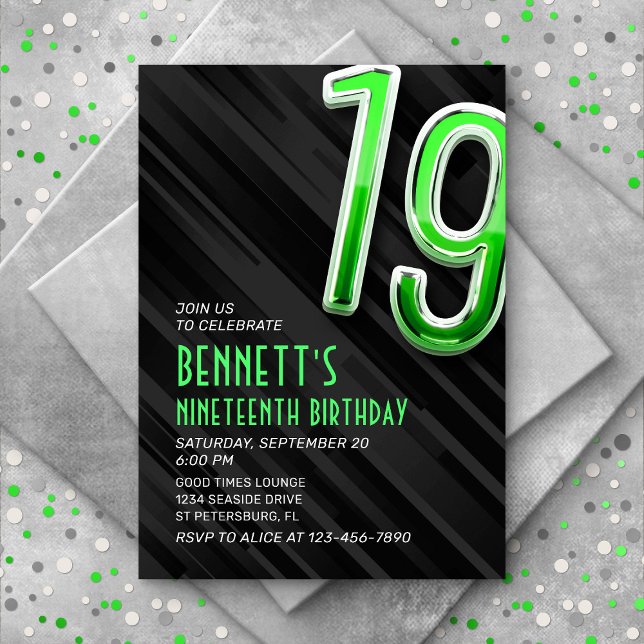 Modern Boys' 19th Birthday Invitation (Creator Uploaded)