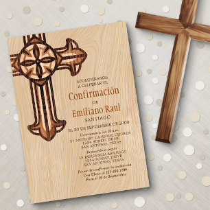 Modern Boys Adults Spanish Confirmation Invitation