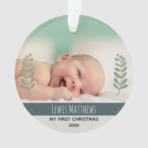 Modern Boys Cute First Christmas Car and Stars Ornament
