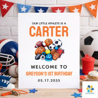 Modern Boys Sports Balls All Star 1st Birthday