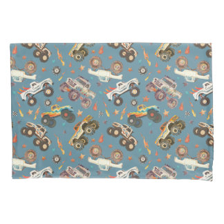 Modern Boys Watercolor Monster Trucks Pattern  Pillowcase