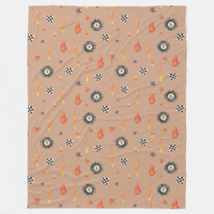 Modern Boys Watercolor Truck Racing Tires Cars Tan Fleece Blanket