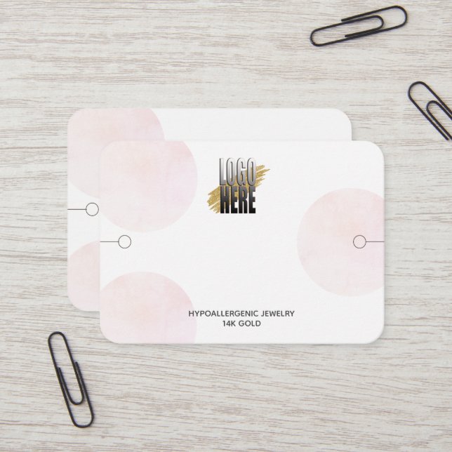 Modern Bracelet Display With Logo Pink Circles Business Card (Front/Back In Situ)