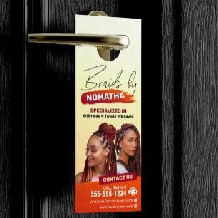 Modern Braiding Salon Braid Stylist Hairstylist  Door Hanger