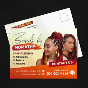 Modern Braiding Salon Braid Stylist Hairstylist Postcard