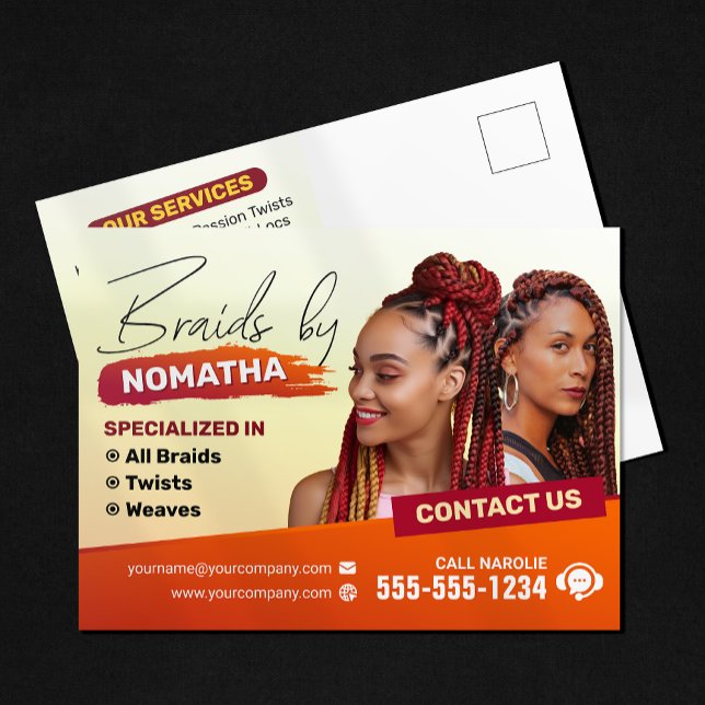 Modern Braiding Salon Braid Stylist Hairstylist  Postcard (Creator Uploaded)