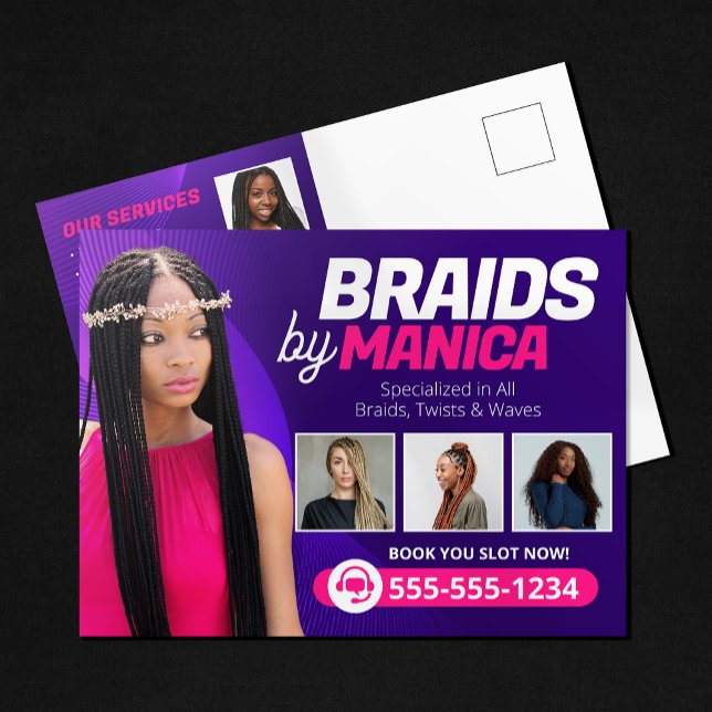 Modern Braiding Salon Hair Extensions Braids Wigs Postcard (Creator Uploaded)