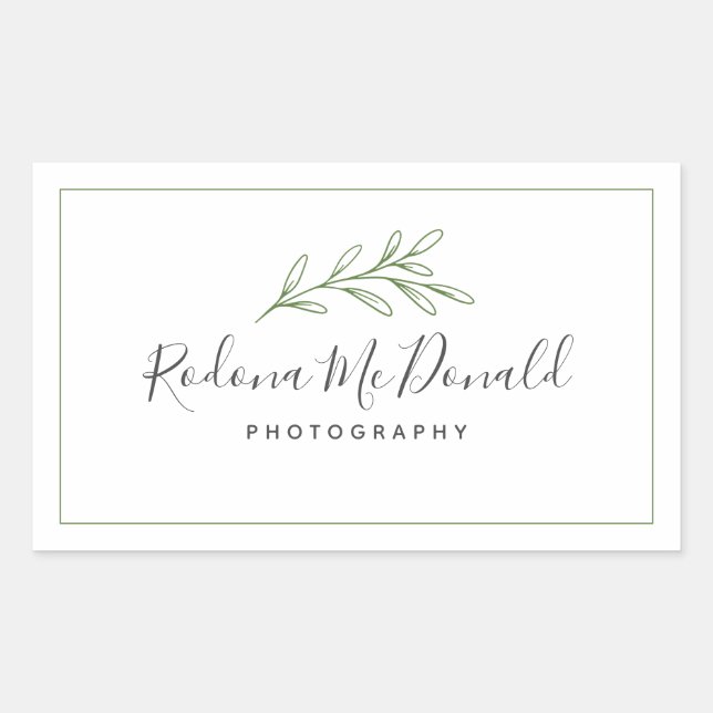 Modern Branch Foliage Greenery Professional Rectangular Sticker (Front)