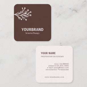 Modern Branch Interior Design Coffee Brown Square Business Card