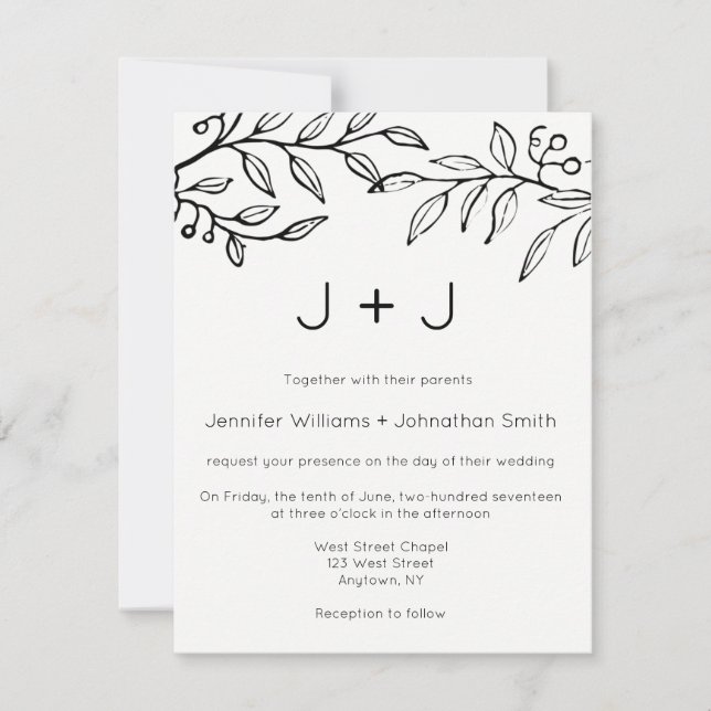 Modern branch wedding invitations (Front)