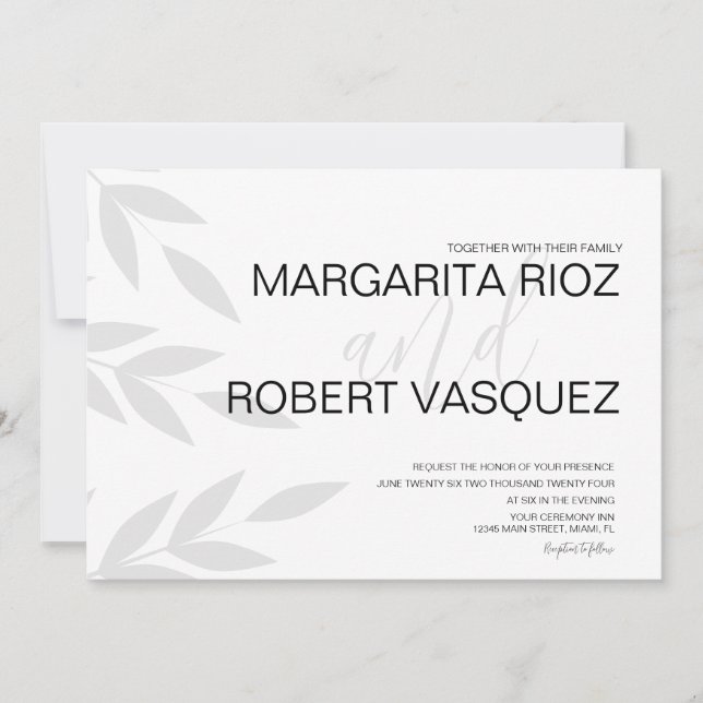 Modern Brand Grey White Script Wedding Invitation (Front)