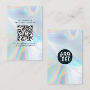 Modern Brand Logo and QR Code Holographic Business Card