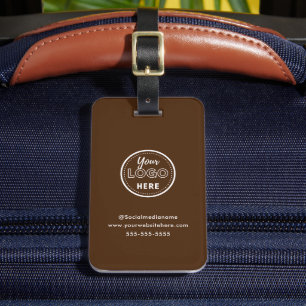 Modern Branding Minimalist Dark Brown Promo Logo Luggage Tag