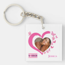 Modern Breast Cancer Custom Heart Photo Name
