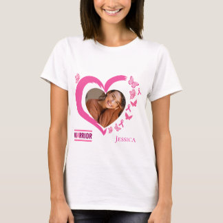 Modern Breast Cancer Warrior Photo Name  T-Shirt