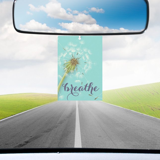 Modern BREATHE Script Dandelion Blue Car Air Freshener (Creator Uploaded)