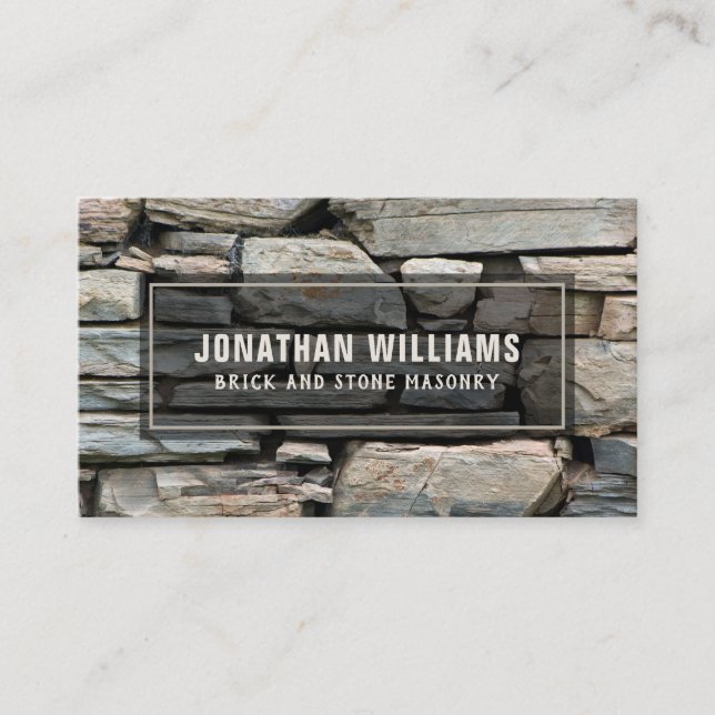 Modern Bricklayer and Stone Masonry Business Card (Front)