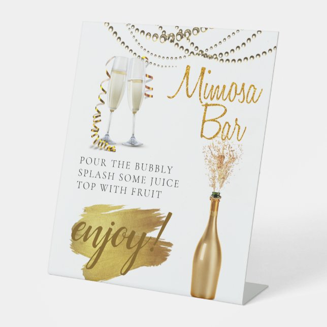 Modern Bridal Brunch Mimosa Bar Pedestal Sign (Front)