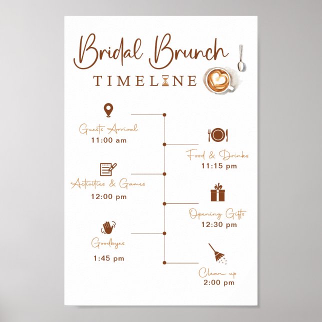 Modern Bridal Brunch Timeline Sign (Front)