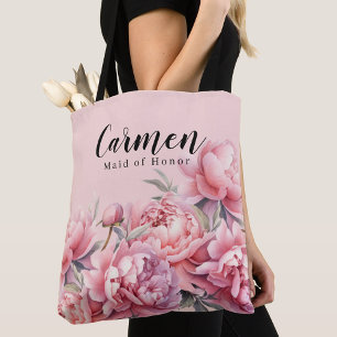 Modern Bridal Party Blush Pink Floral Watercolor  Tote Bag