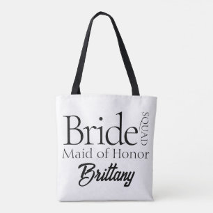 Modern Bridal Party Gift Bride Squad Tote Bag