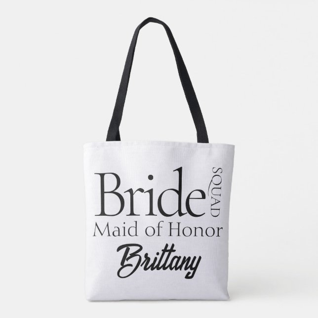 Modern Bridal Party Gift Bride Squad Tote Bag (Back)