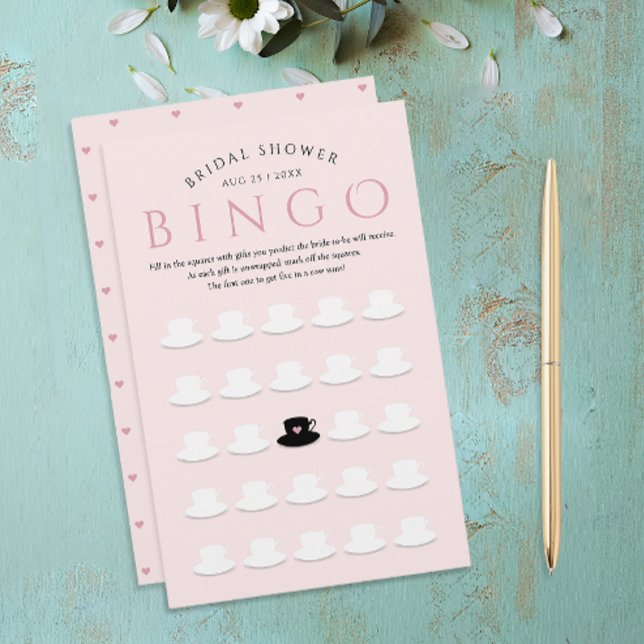 Modern Bridal Pink Tea Party Bingo Teacup Pattern (Creator Uploaded)