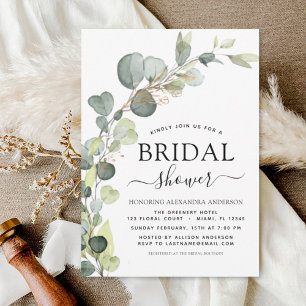 Modern Bridal Shower Botanical Eucalyptus Boho Invitation