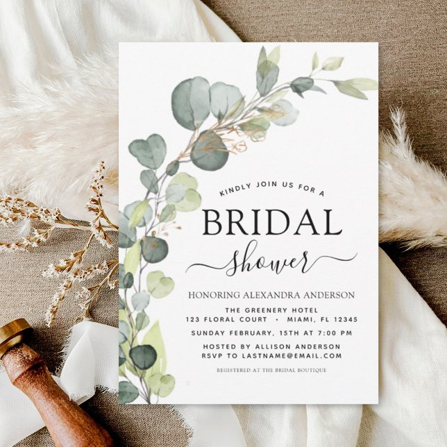Modern Bridal Shower Botanical Eucalyptus Boho Invitation (Creator Uploaded)