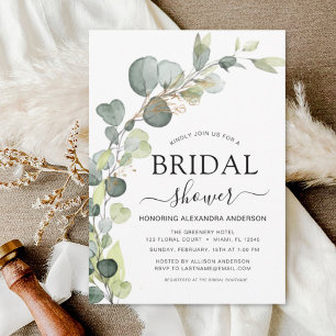 Modern Bridal Shower Botanical Eucalyptus Boho Invitation