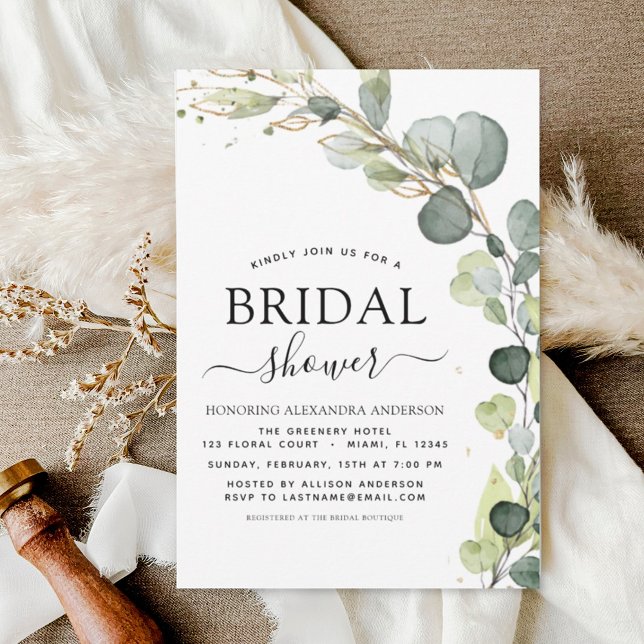 Modern Bridal Shower Botanical Eucalyptus Boho Invitation (Creator Uploaded)