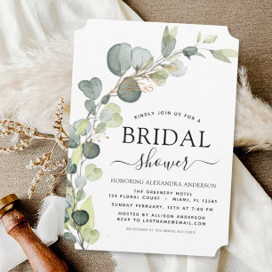 Modern Bridal Shower Botanical Eucalyptus Boho Invitation
