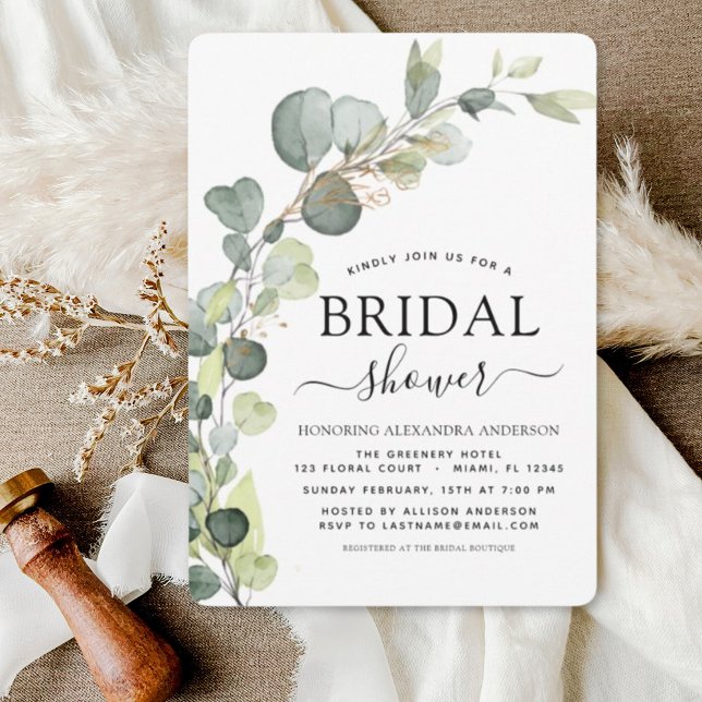 Modern Bridal Shower Botanical Eucalyptus Boho Invitation (Creator Uploaded)