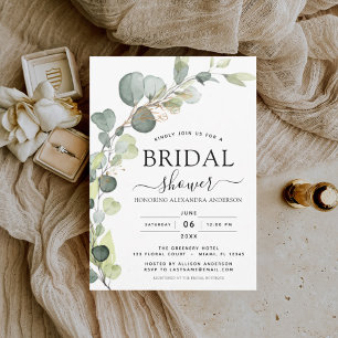 Modern Bridal Shower Botanical Eucalyptus Boho Invitation