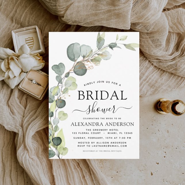 Modern Bridal Shower Botanical Eucalyptus Boho Invitation (Creator Uploaded)