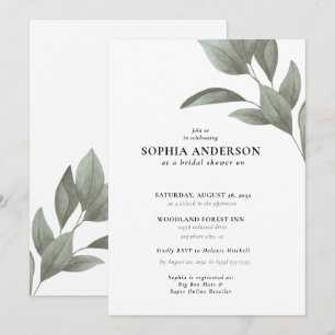 Modern Bridal Shower Botanical Eucalyptus Boho Invitation