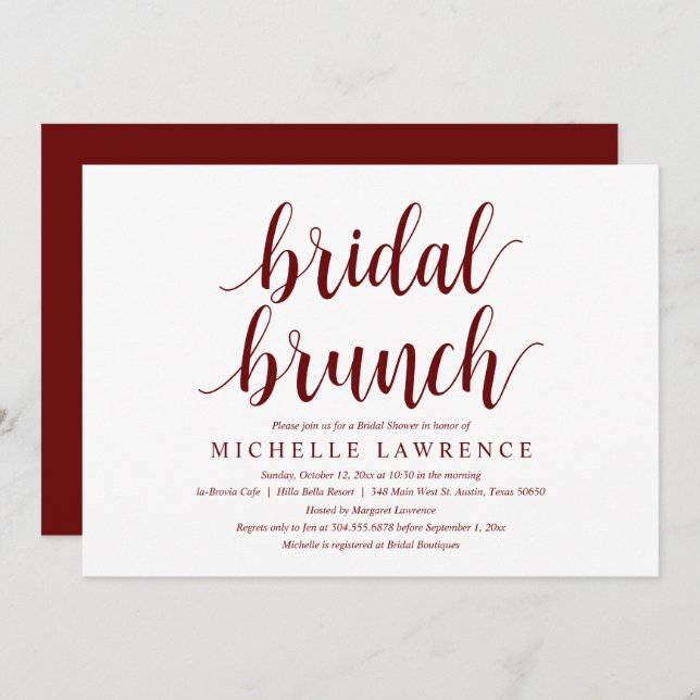 Modern Bridal Shower Brunch Celebration Invitation (Front/Back)