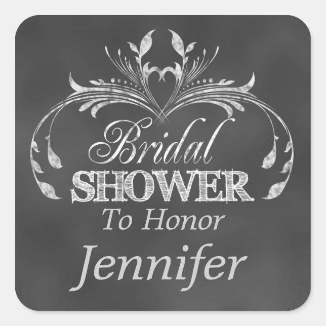 Modern Bridal Shower Chalkboard Stickers (Front)