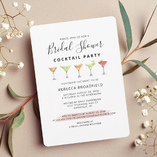 Modern Bridal Shower Cocktail Beach Party Invitation