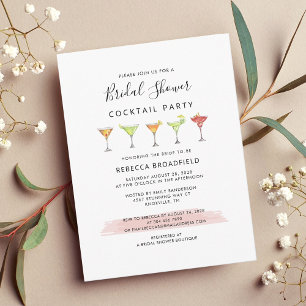 Modern Bridal Shower Cocktail Party Invitation Postcard