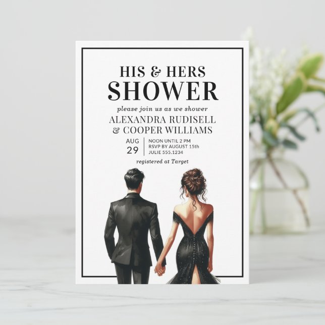 Modern Bridal Shower Couples Shower Wedding Shower Invitation (Standing Front)