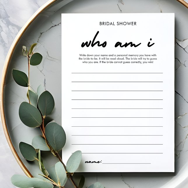 Modern Bridal Shower Memory Game Card (Creator Uploaded)