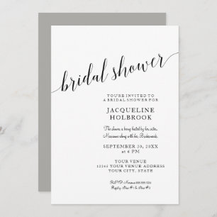 Modern Bridal Shower Minimalist Script Typography Invitation